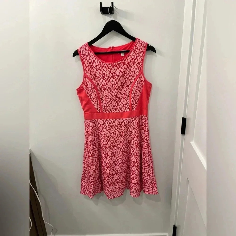New York & Co Pink lace dress size 12 womens